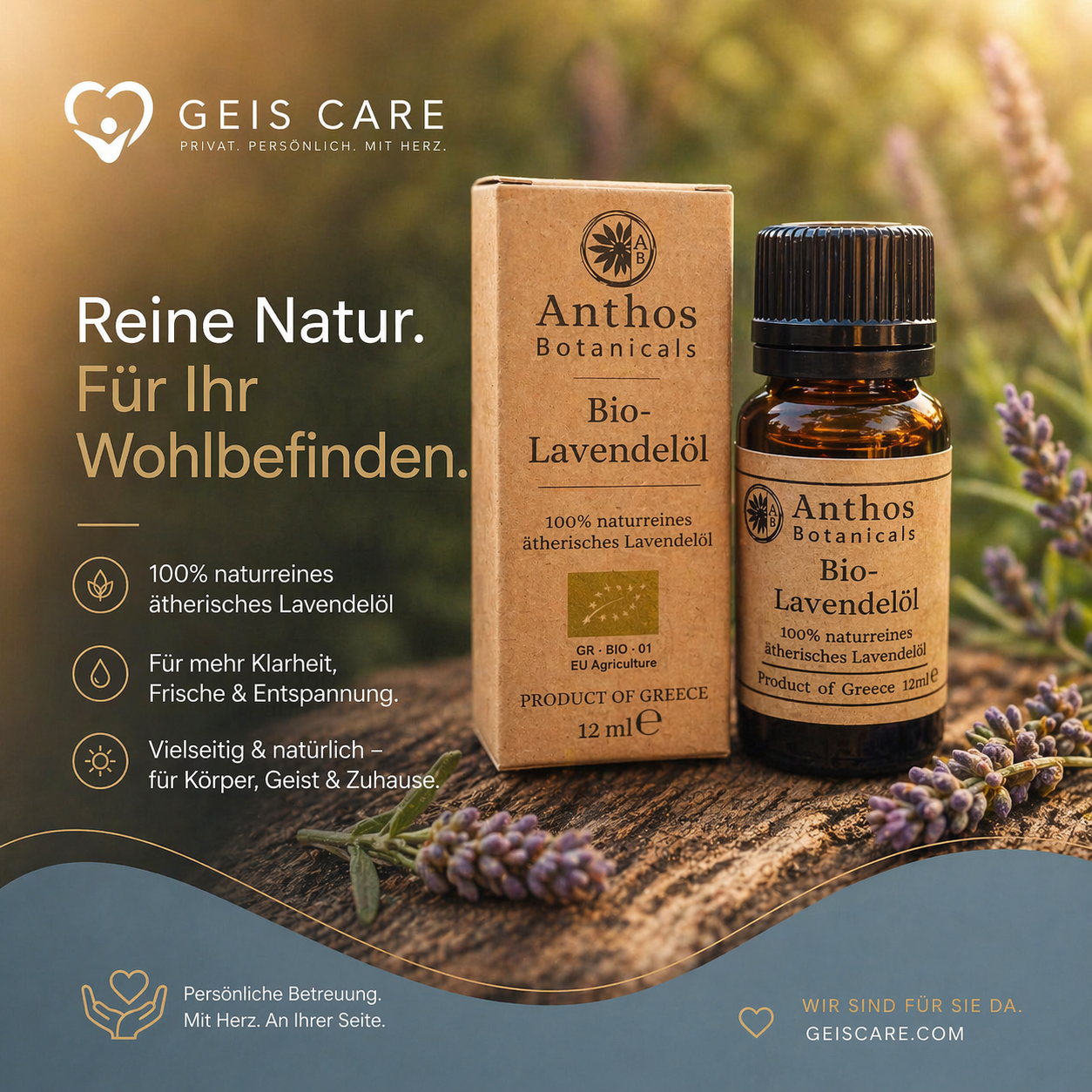 Lavendelöl BIO 12 ml – naturreines ätherisches Öl für Aromatherapie