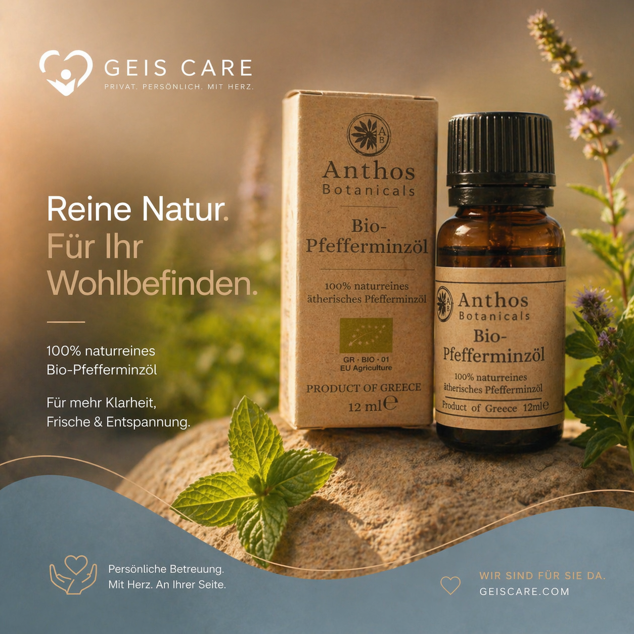 Pfefferminzöl BIO 12 ml – lebensmittelzertifiziertes ätherisches Öl naturrein