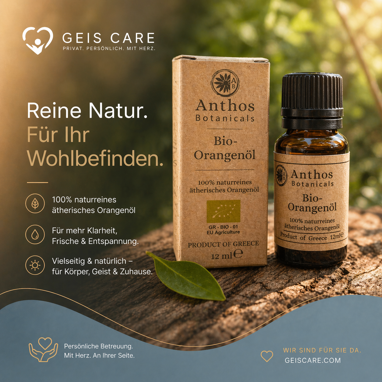 Orangenöl BIO 12 ml – naturreines ätherisches Öl für Aromatherapie