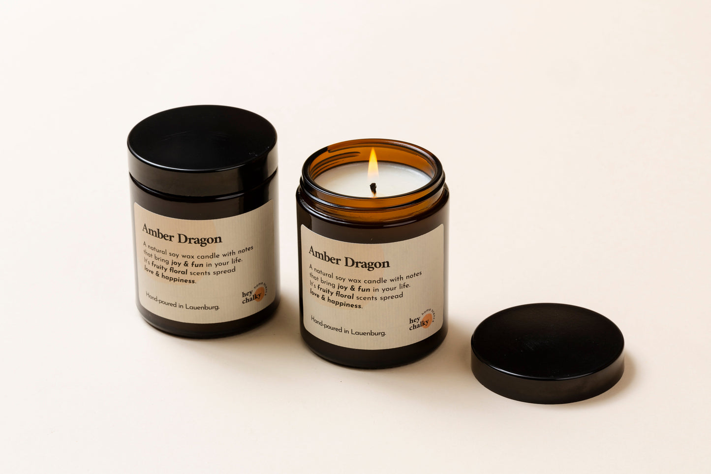 Premium Duftkerze Amber Dragon – Fruchtig-floral für positive Vibes